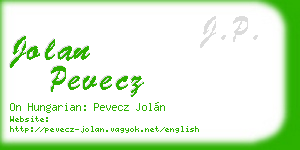 jolan pevecz business card